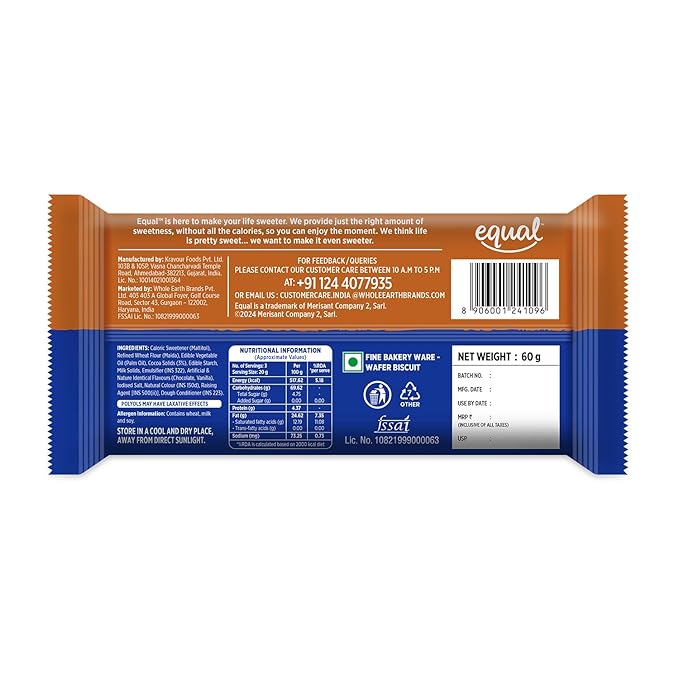Chocolate Zero Added Sugar Wafer Bars (60 gm)