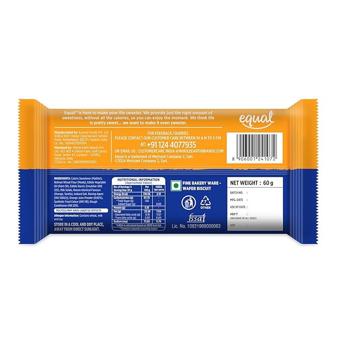 Orange Zero Added Sugar Wafer Bars (60 gm)