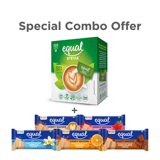 Combo of Assorted Zero Added Sugar Wafer Bars & Stevia 100 Sachets for a Healthy Lifestyle