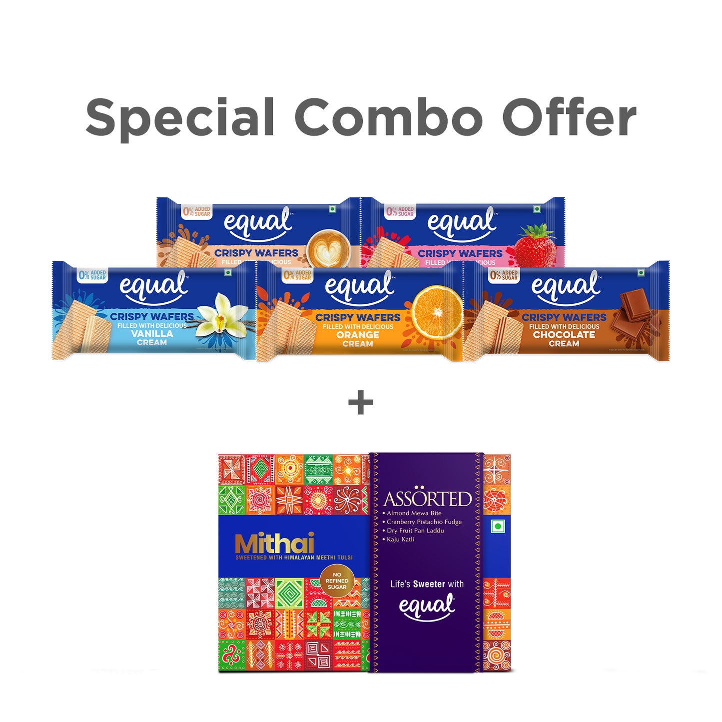 Combo of Zero Sugar Wafer Bars & Sugar-Free Mithai Box 250g