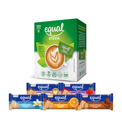 Combo of Assorted Zero Added Sugar Wafer Bars & Stevia 100 Sachets for a Healthy Lifestyle